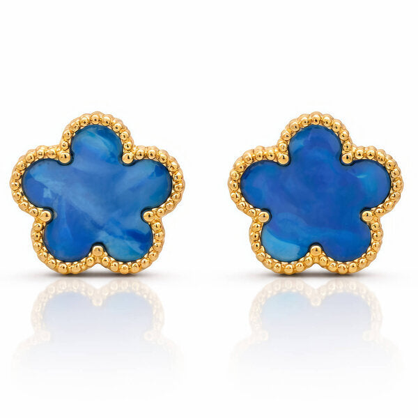 Blue Flower Meadow Earrings – 18K Gold Plated Steel