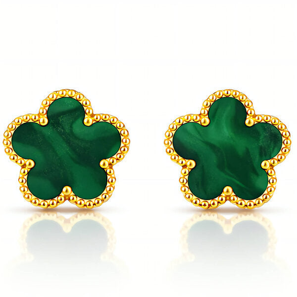 Green Flower Meadow Earrings – 18K Gold Plated Steel