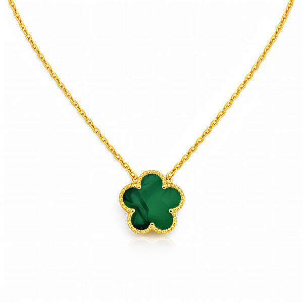 Green Flower Meadow Necklace – 18K Gold Plated Steel
