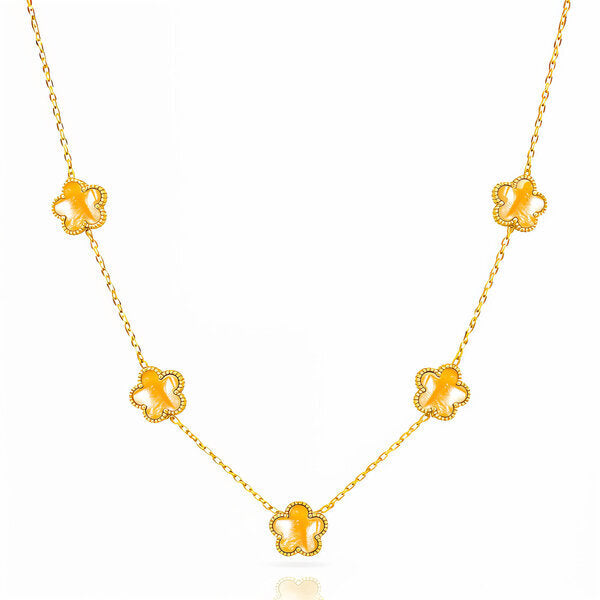 Orange Flower Meadow Necklace – 18K Gold Plated Steel