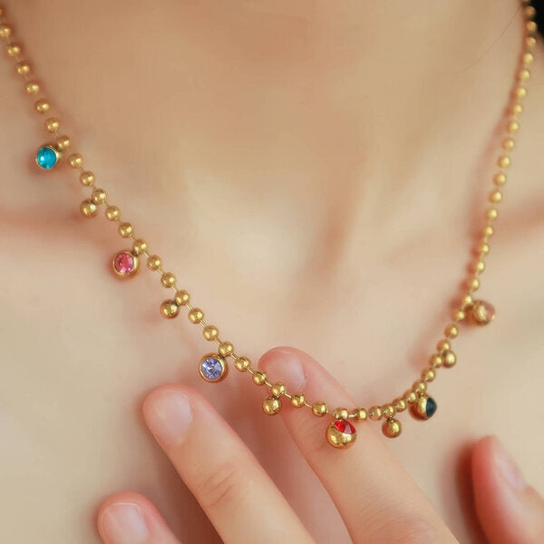 Gemma Necklace – 18K Gold Plated Steel