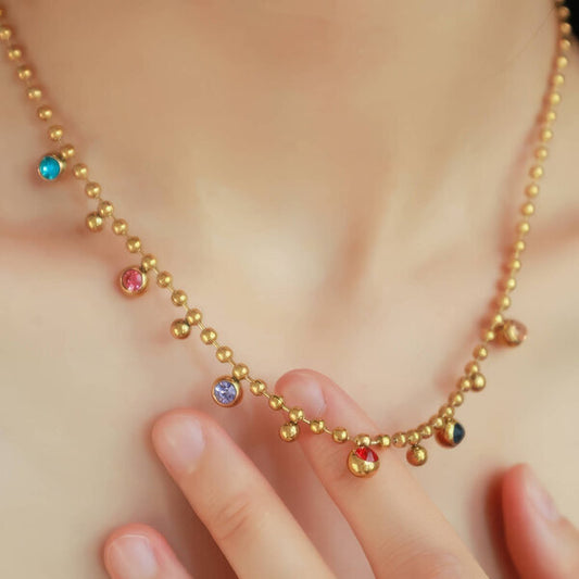 Gemma Necklace – 18K Gold Plated Steel