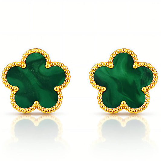 Green Flower Meadow Earrings – 18K Gold Plated Steel