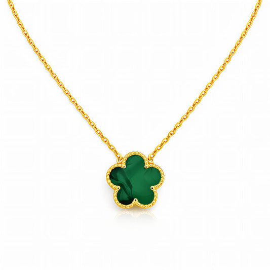 Green Flower Meadow Necklace – 18K Gold Plated Steel