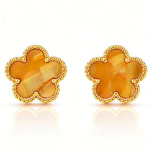 Orange Flower Meadow Earrings – 18K Gold Plated Steel