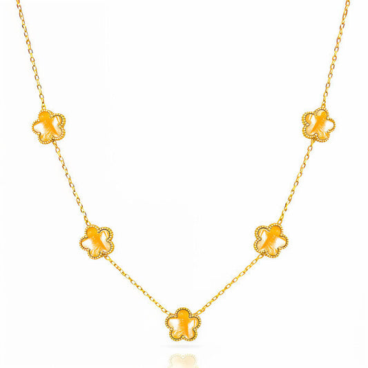 Orange Flower Meadow Necklace – 18K Gold Plated Steel
