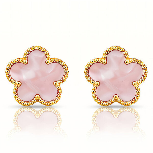 Pink Flower Meadow Earrings – 18K Gold Plated Steel
