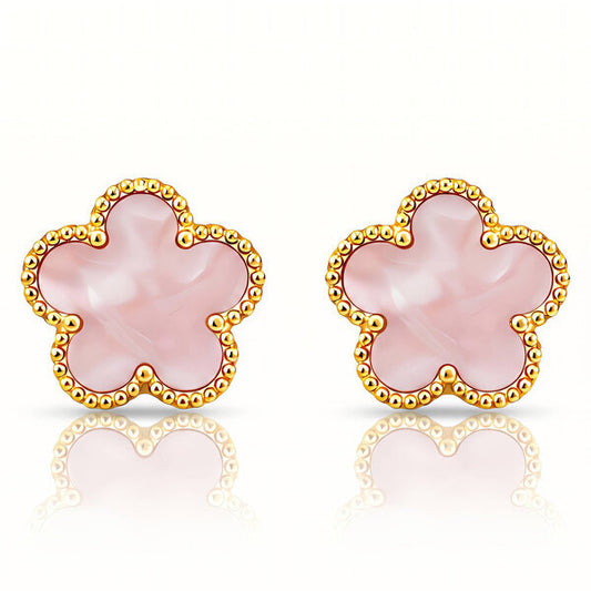 Pink Flower Meadow Earrings – 18K Gold Plated Steel